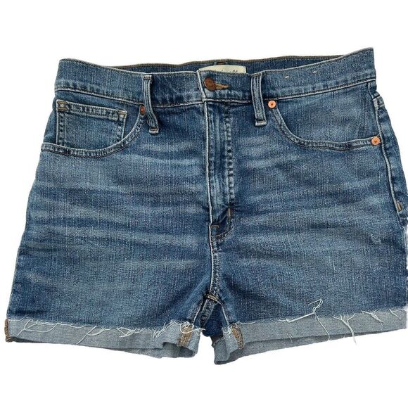 Madewell High‎ Rise denim Distressed Stretch Cuffed 3"inseam Shorts. Sz 28 EUC - Picture 1 of 8